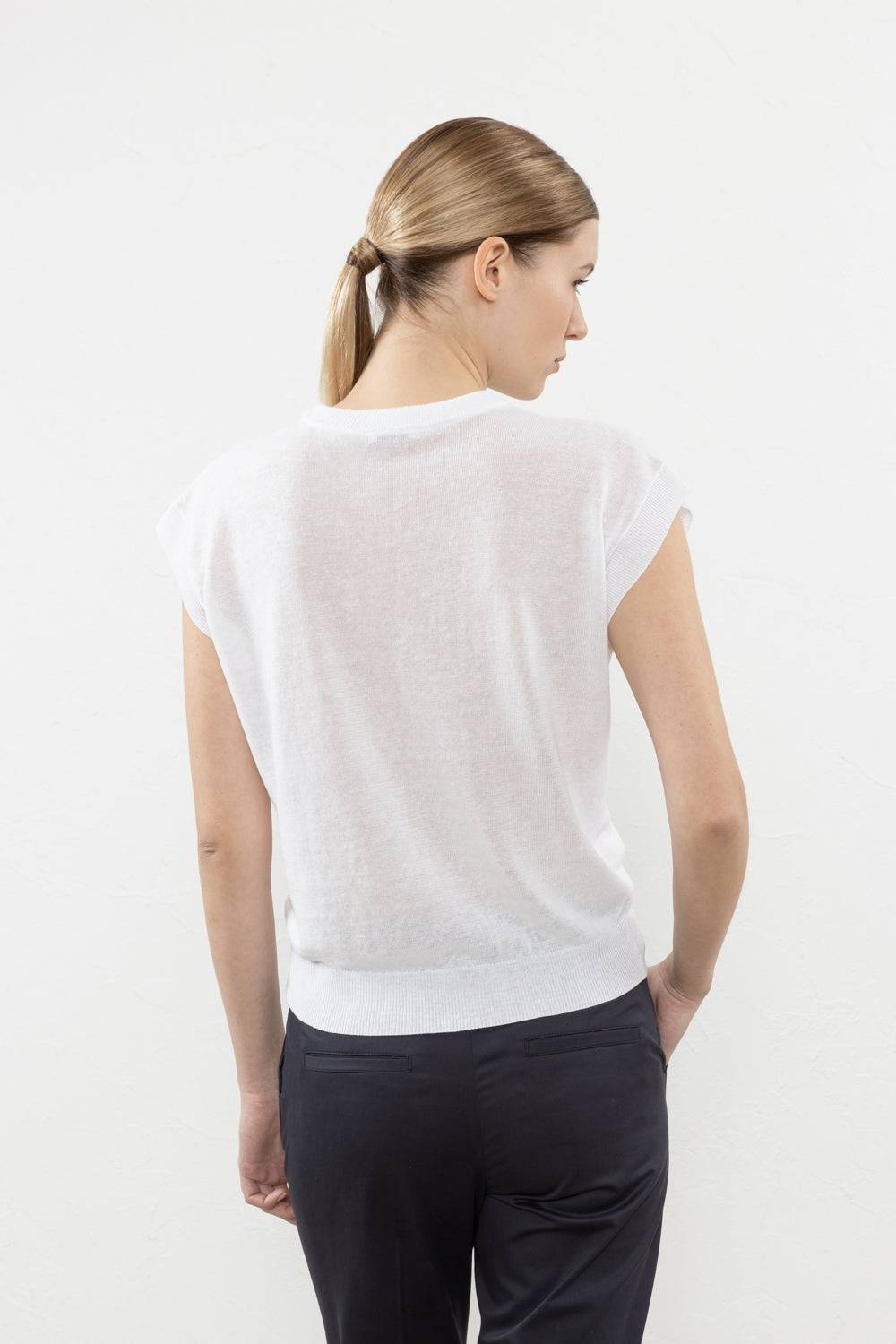 Peserico Maglia Kimoncino In Filato Di Lino Cotone Crepe