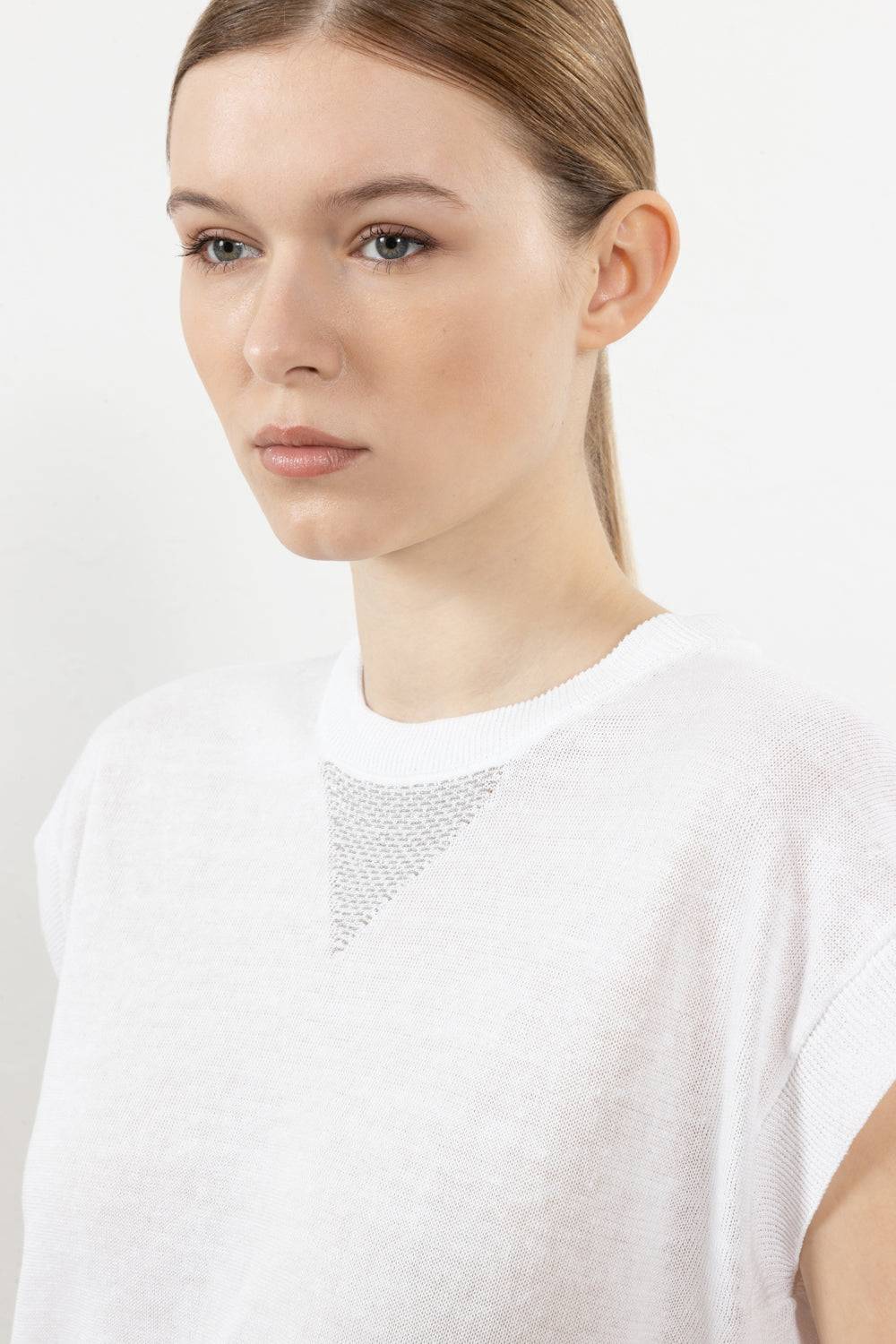 Peserico Maglia Kimoncino In Filato Di Lino Cotone Crepe