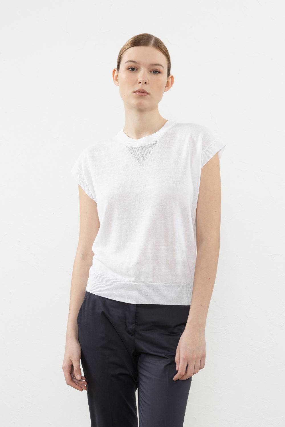 Peserico Maglia kimoncino in filato di lino cotone crepe