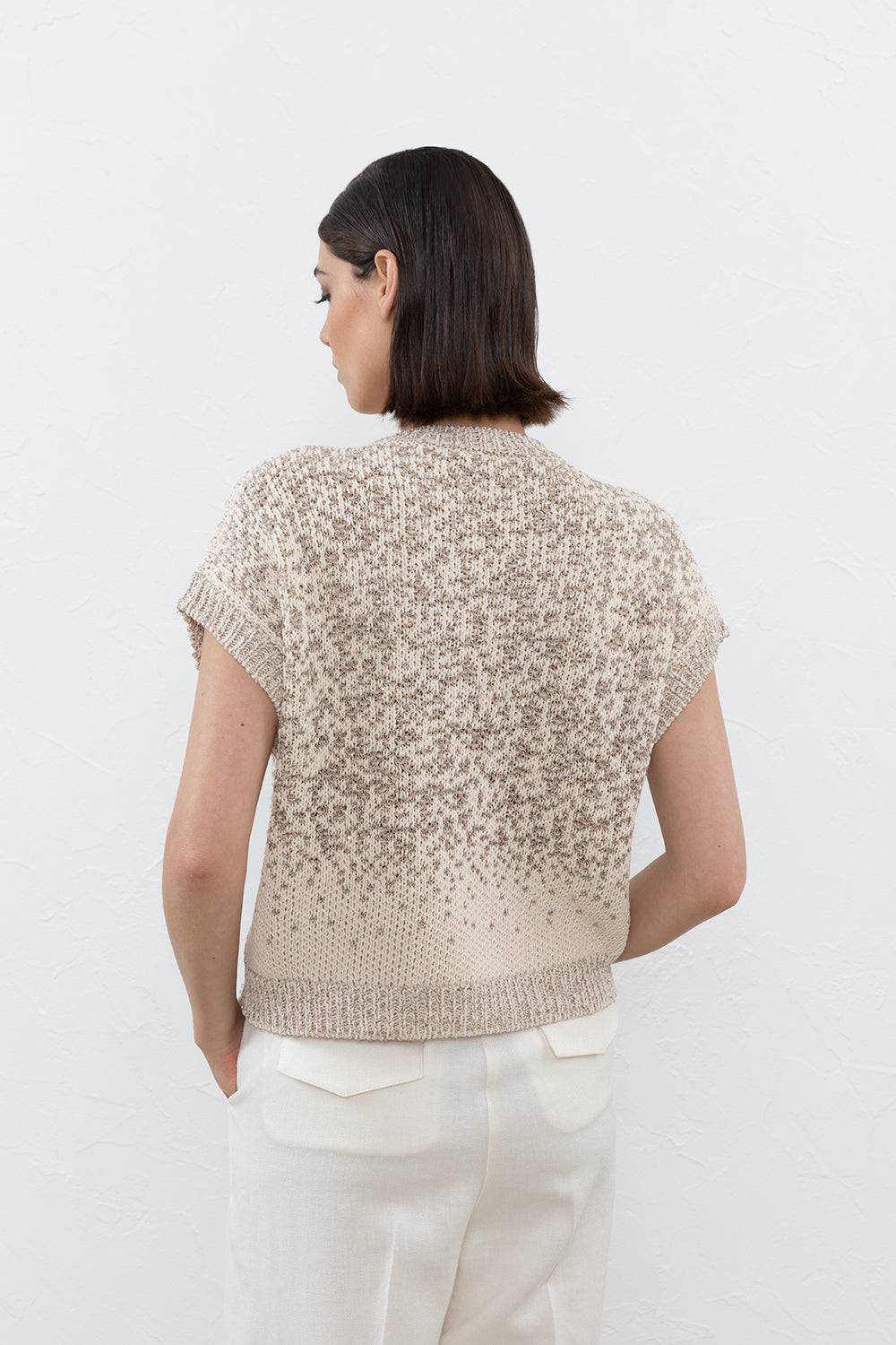 Peserico Maglia Lavorata A Jacquard Sfumato In Cotone E Micropaillettes