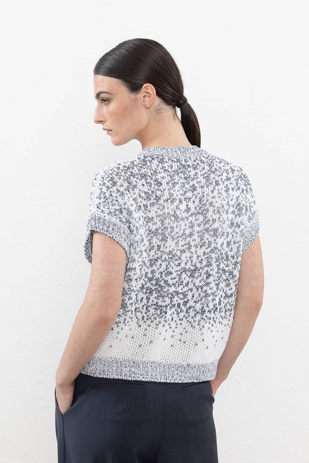 Peserico Maglia Lavorata A Jacquard Sfumato In Cotone E Micropaillettes