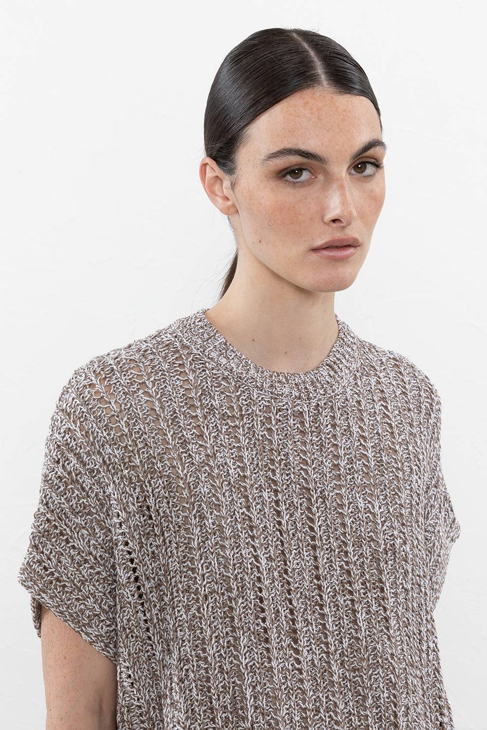 Peserico Maglia Oversize In Filato Di Puro Cotone E Micro Paillettes