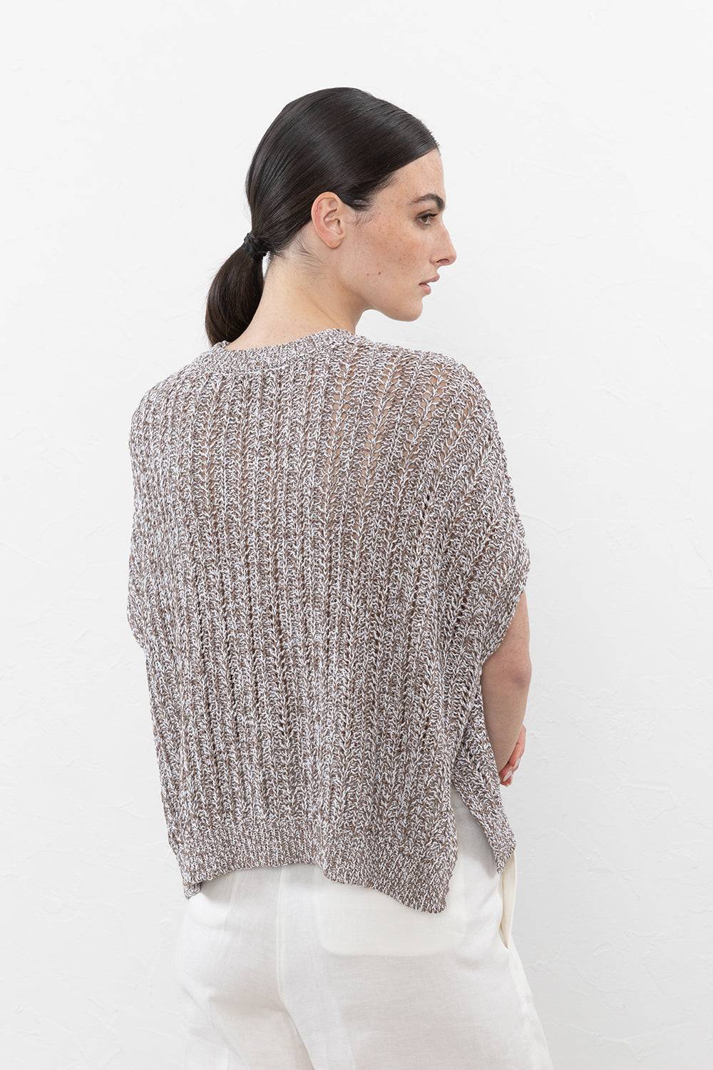 Peserico Maglia Oversize In Filato Di Puro Cotone E Micro Paillettes