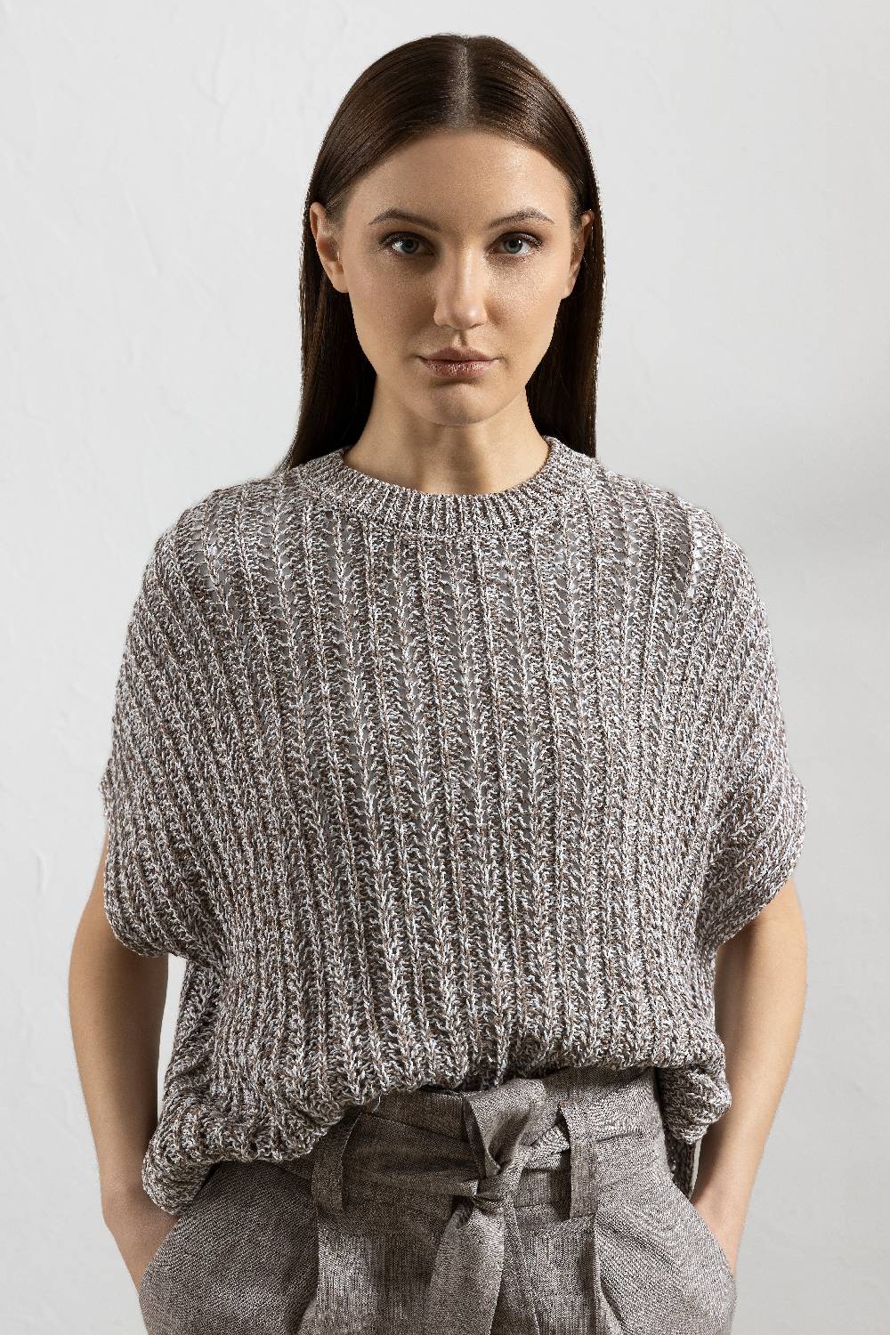 Peserico Maglia Oversize In Filato Di Puro Cotone E Micro Paillettes