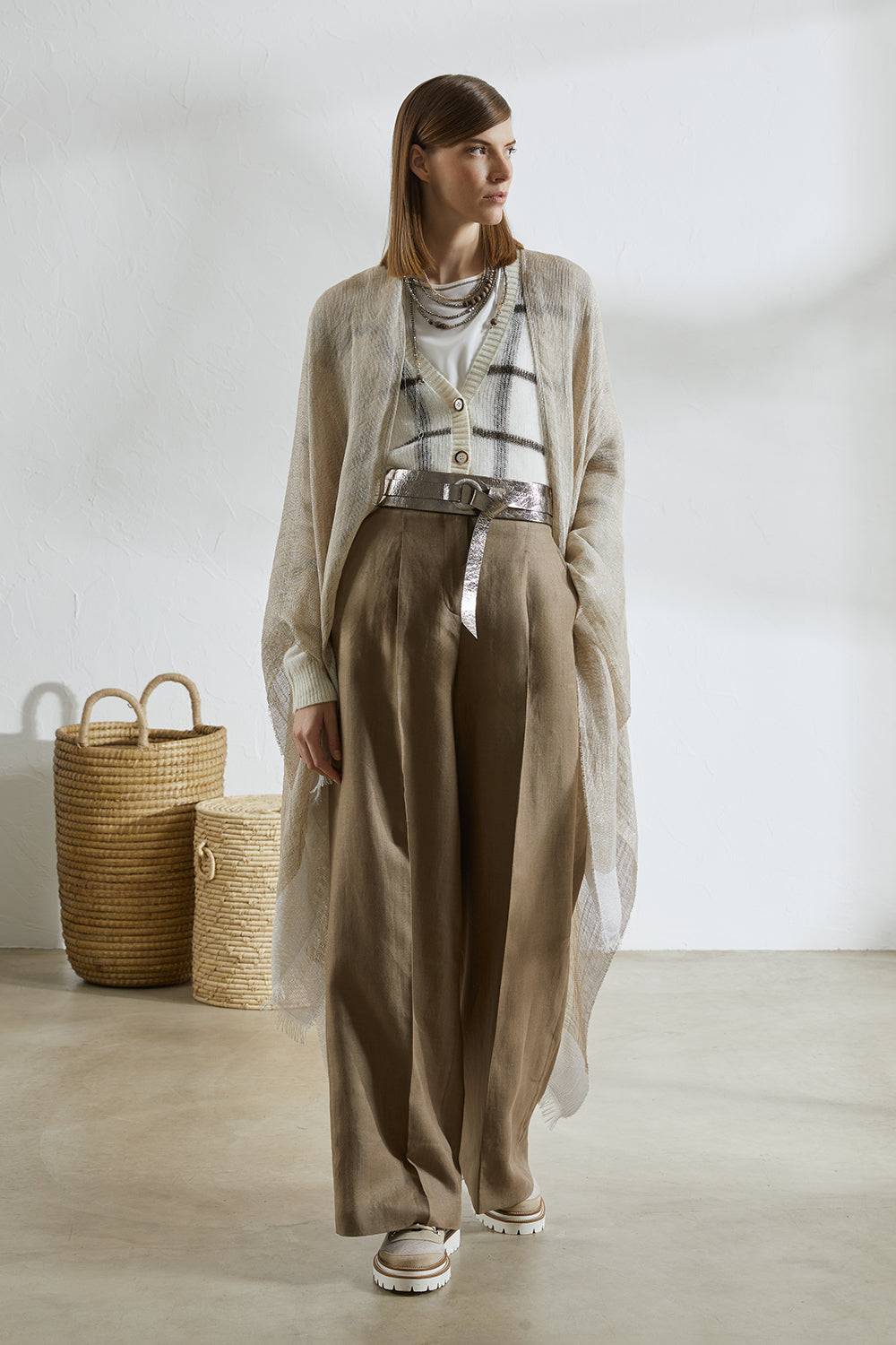 Peserico Mantella In Misto Lino, Cotone, Viscosa E Lurex