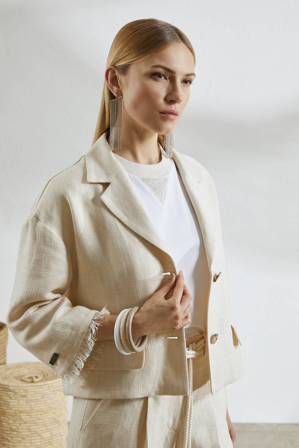 Peserico Orecchini Pendenti Con Frangia In Catena Punto Luce