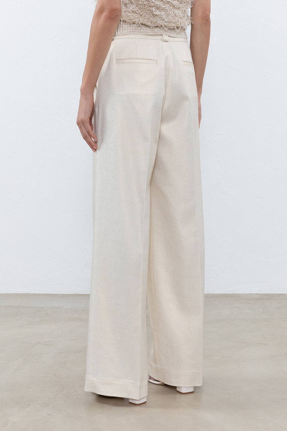 Peserico Pantalone A Palazzo In Drill Di Cotone Stretch