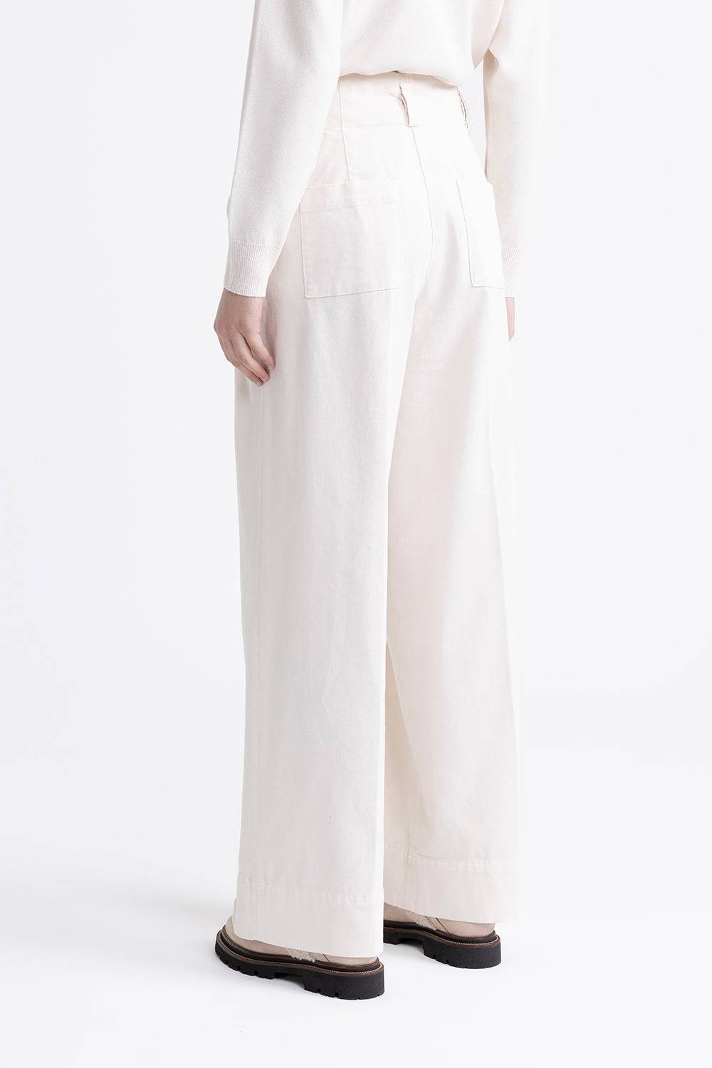 Peserico Pantalone A Palazzo In Gabardina Di Cotone