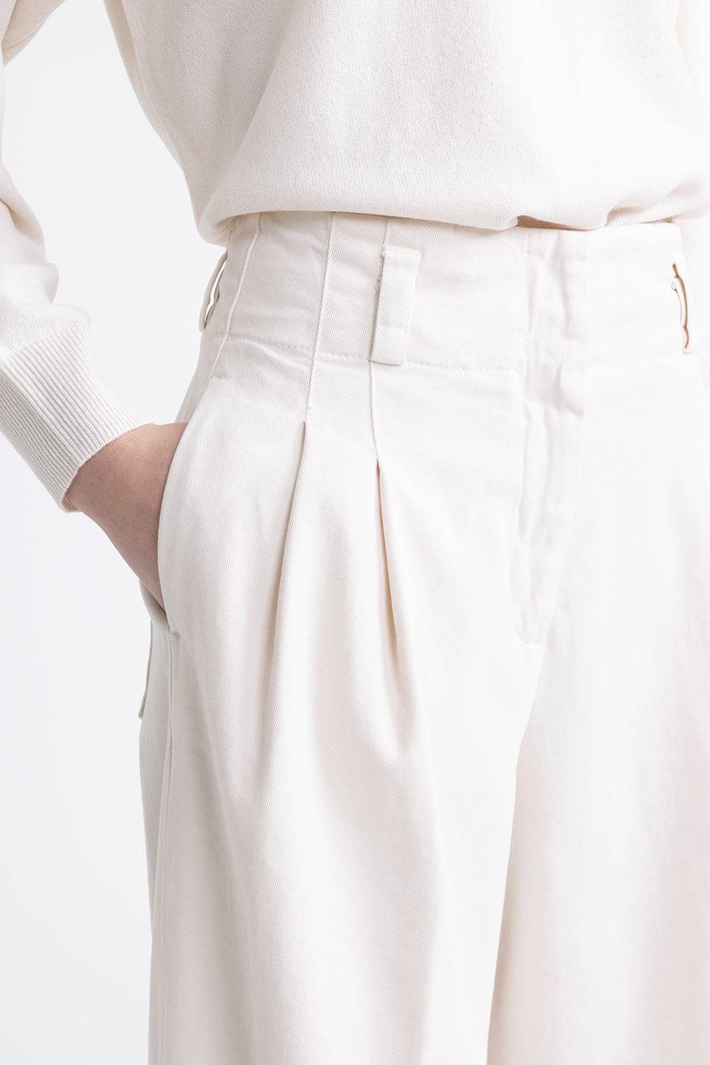 Peserico Pantalone A Palazzo In Gabardina Di Cotone