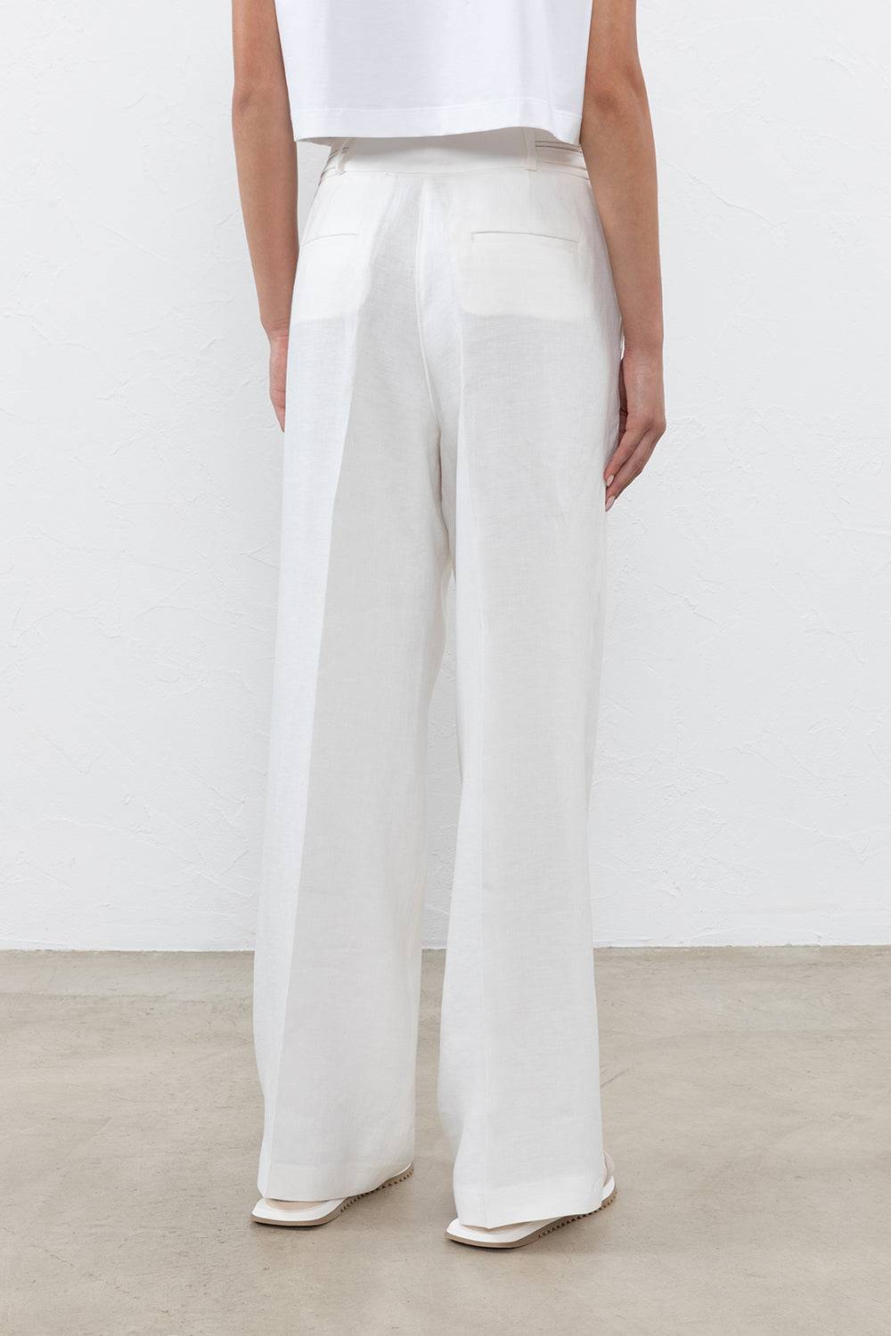 Peserico Pantalone A Palazzo In Gabardina Di Puro Lino