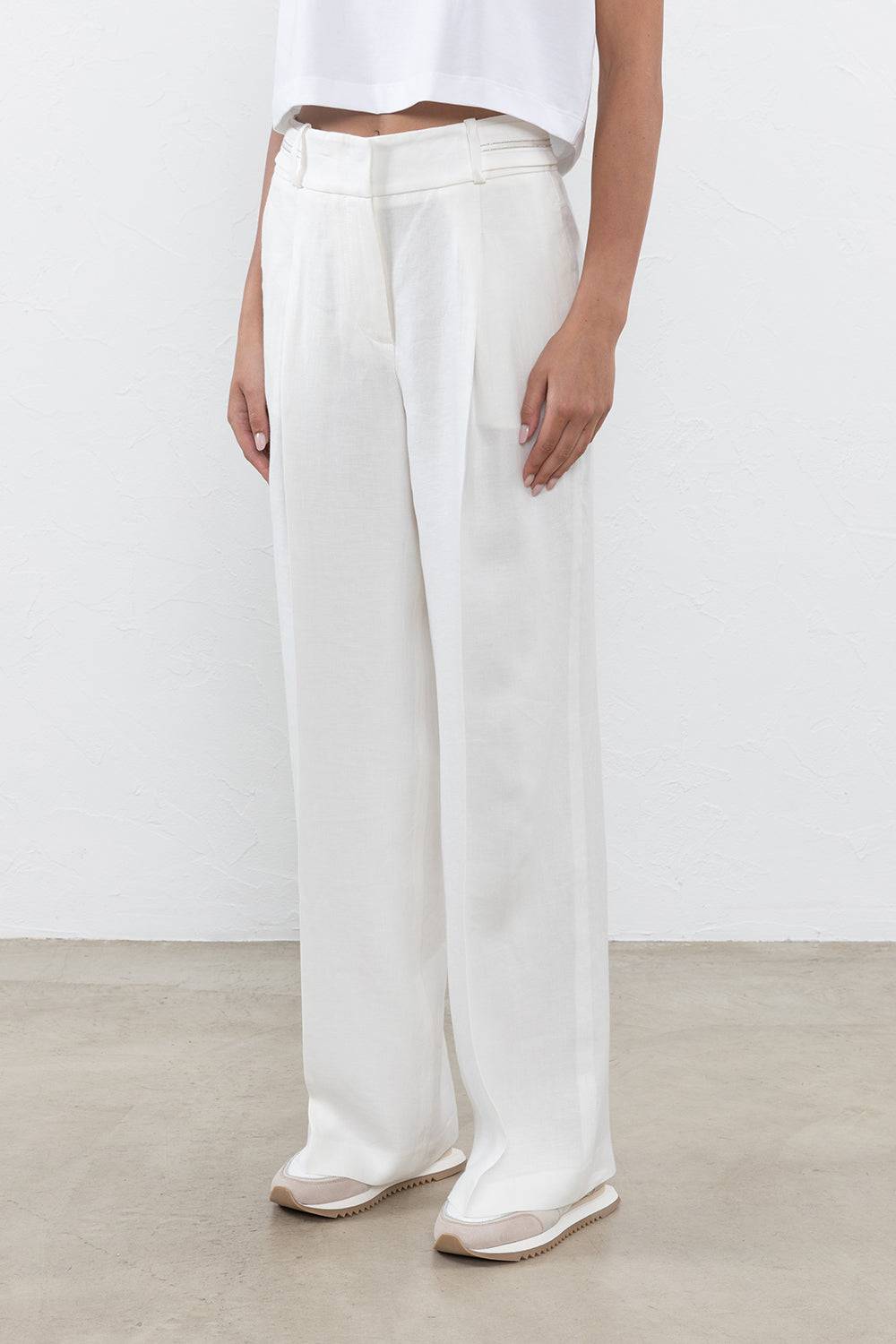 Peserico Pantalone a palazzo in gabardina di puro lino