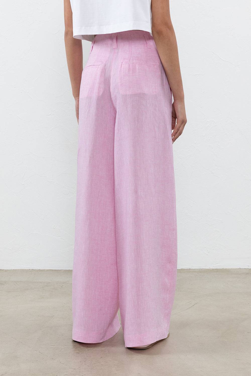 Peserico Pantalone A Palazzo In Leggera Tela Di Puro Lino