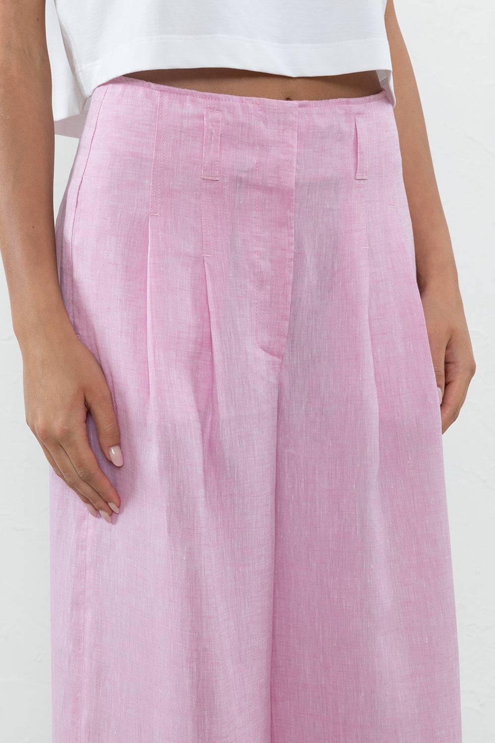 Peserico Pantalone A Palazzo In Leggera Tela Di Puro Lino