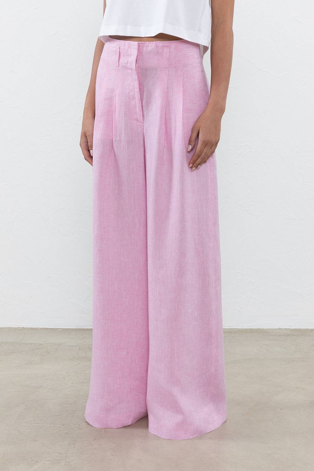 Peserico Pantalone a palazzo in leggera tela di puro lino