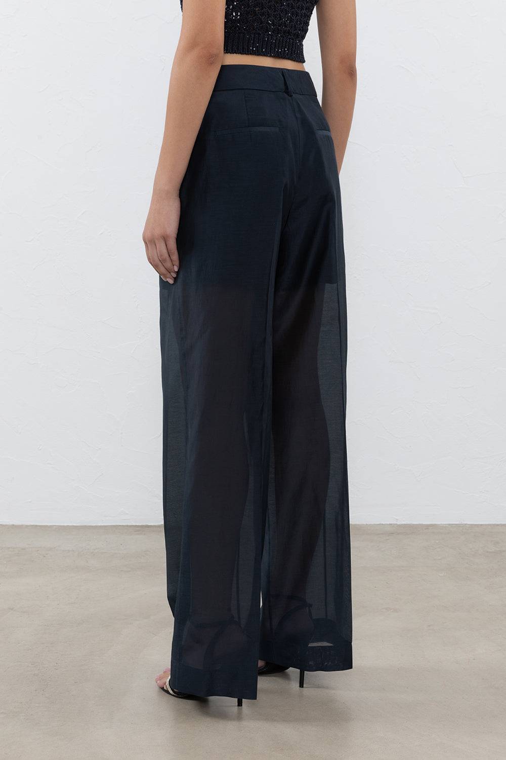 Peserico Pantalone A Palazzo In Organza Di Cotone Misto Seta