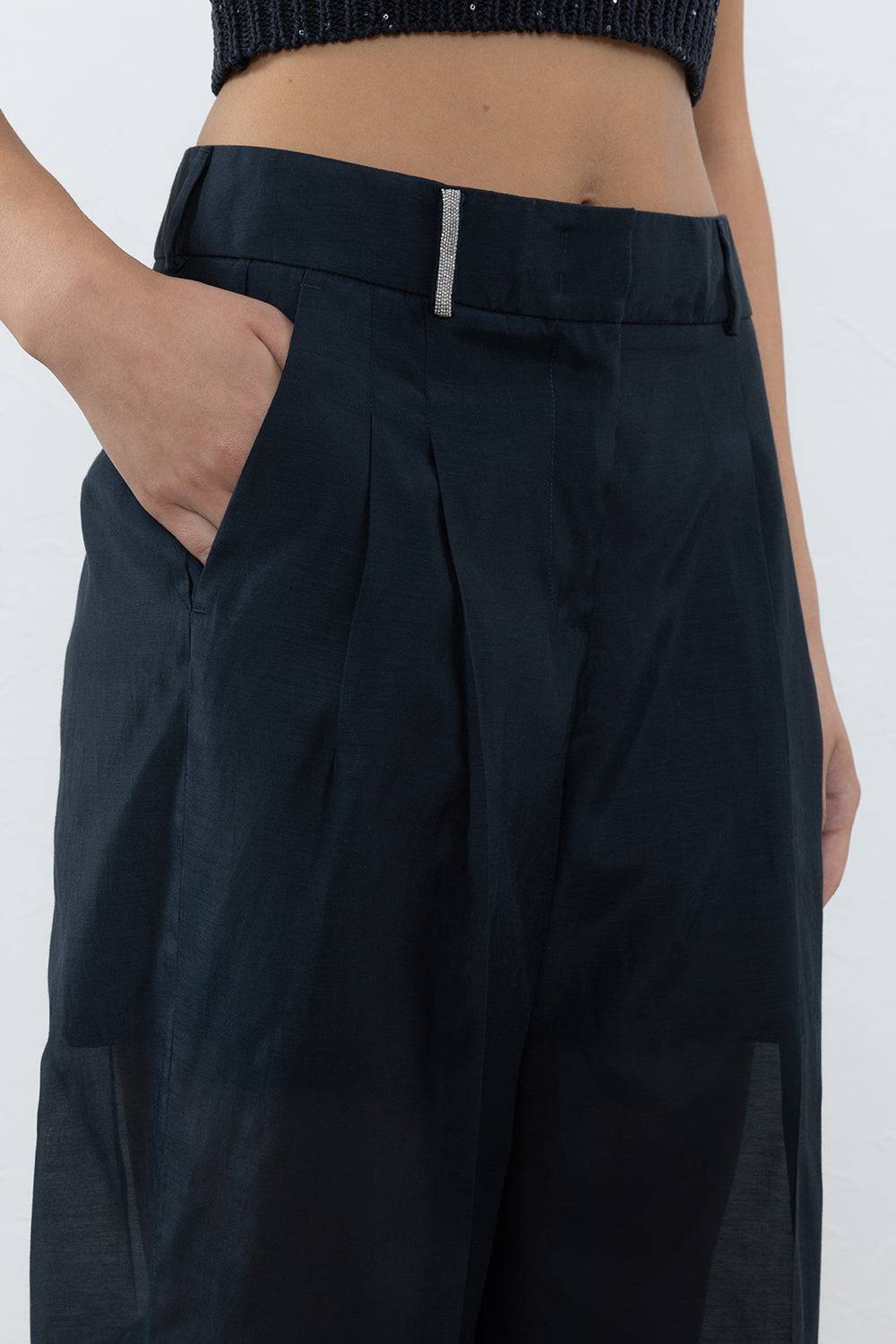 Peserico Pantalone A Palazzo In Organza Di Cotone Misto Seta