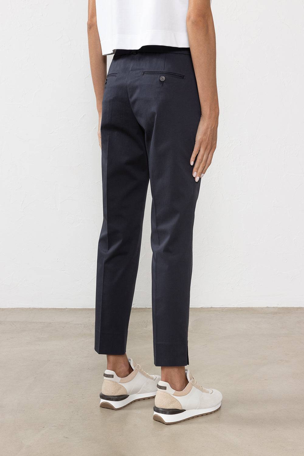 Peserico Pantalone A Sigaretta In Gabardina Di Cotone Stretch