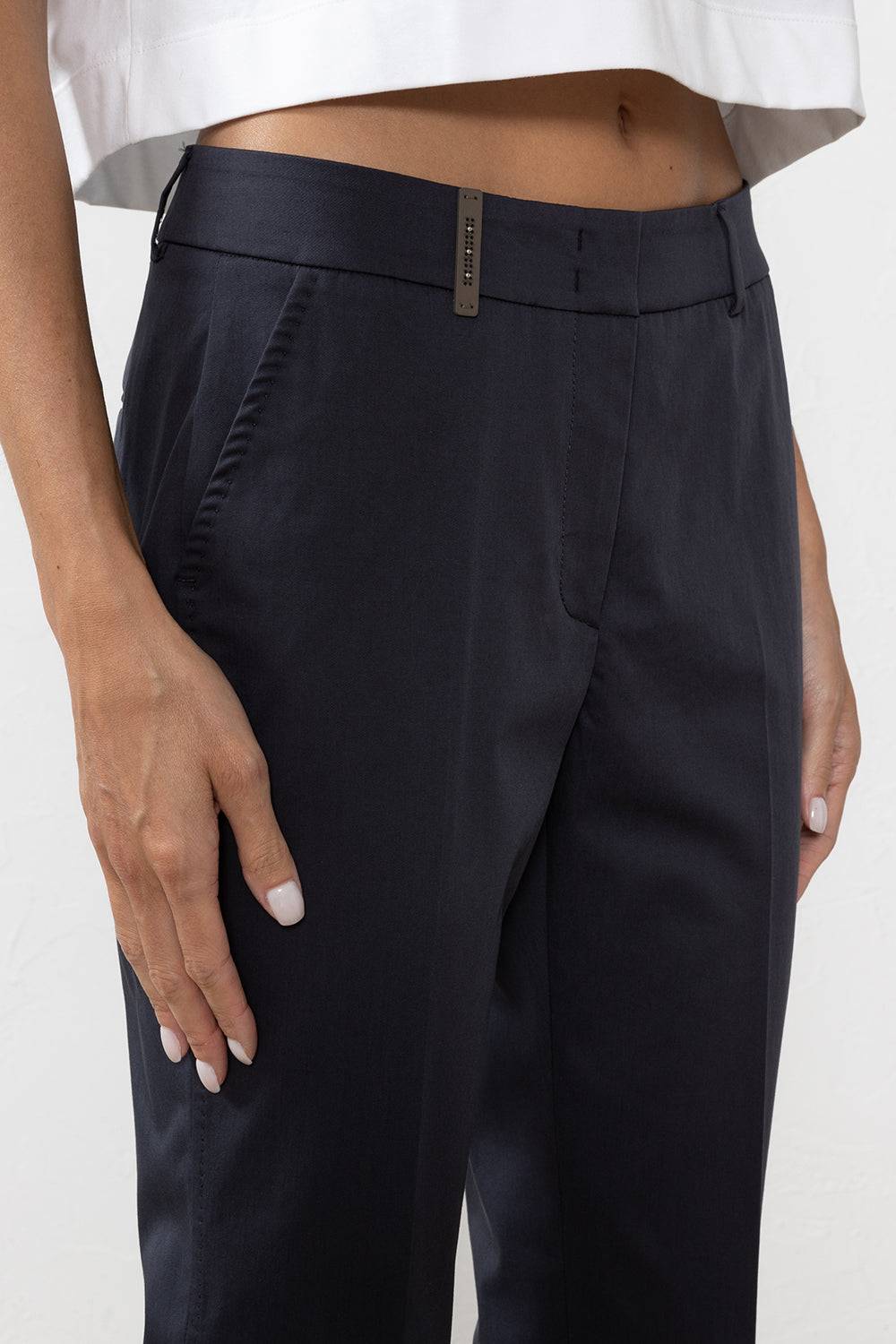 Peserico Pantalone A Sigaretta In Gabardina Di Cotone Stretch