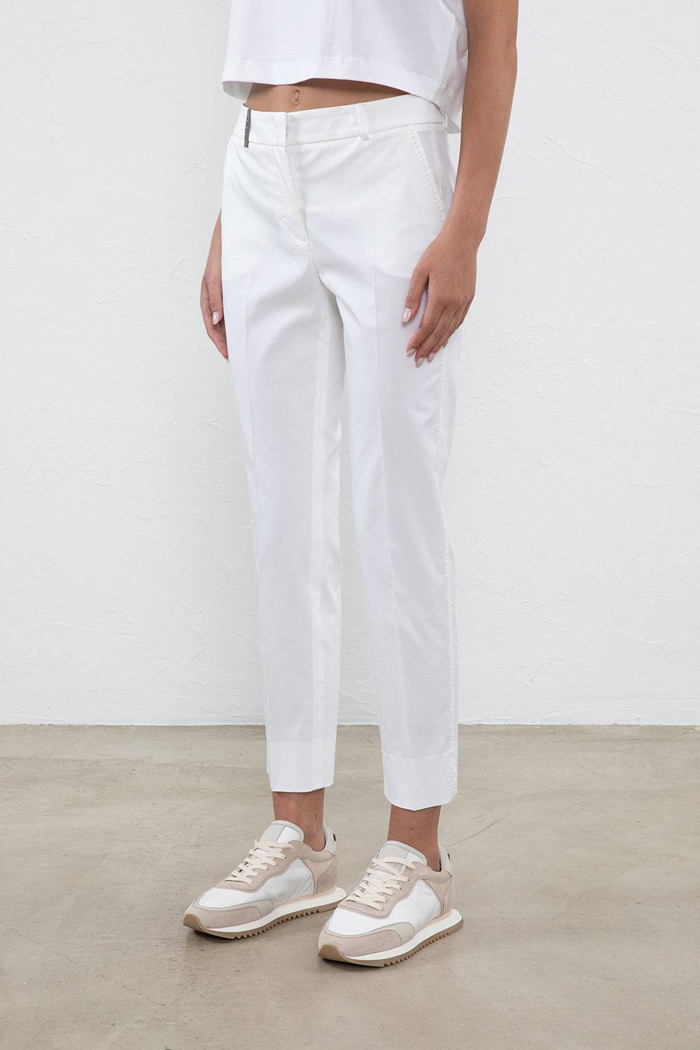 Peserico Pantalone a sigaretta in gabardina di cotone stretch