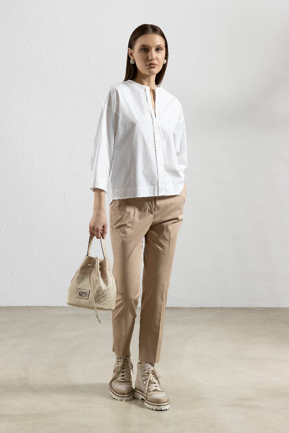 Peserico Pantalone A Sigaretta In Gabardina Di Cotone Stretch