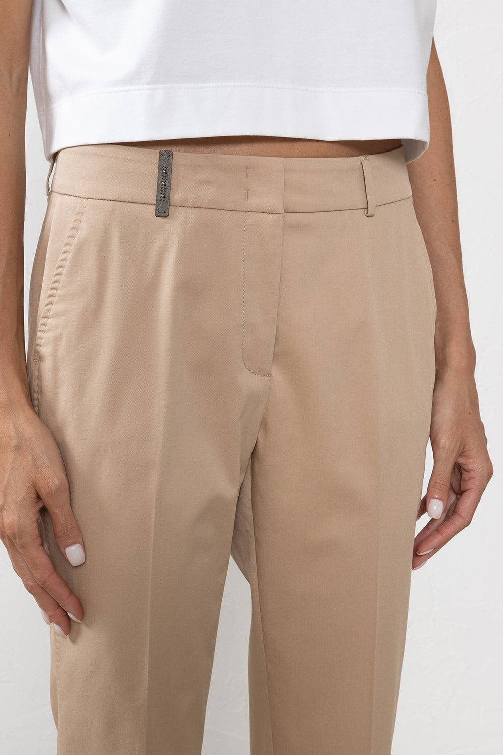 Peserico Pantalone A Sigaretta In Gabardina Di Cotone Stretch