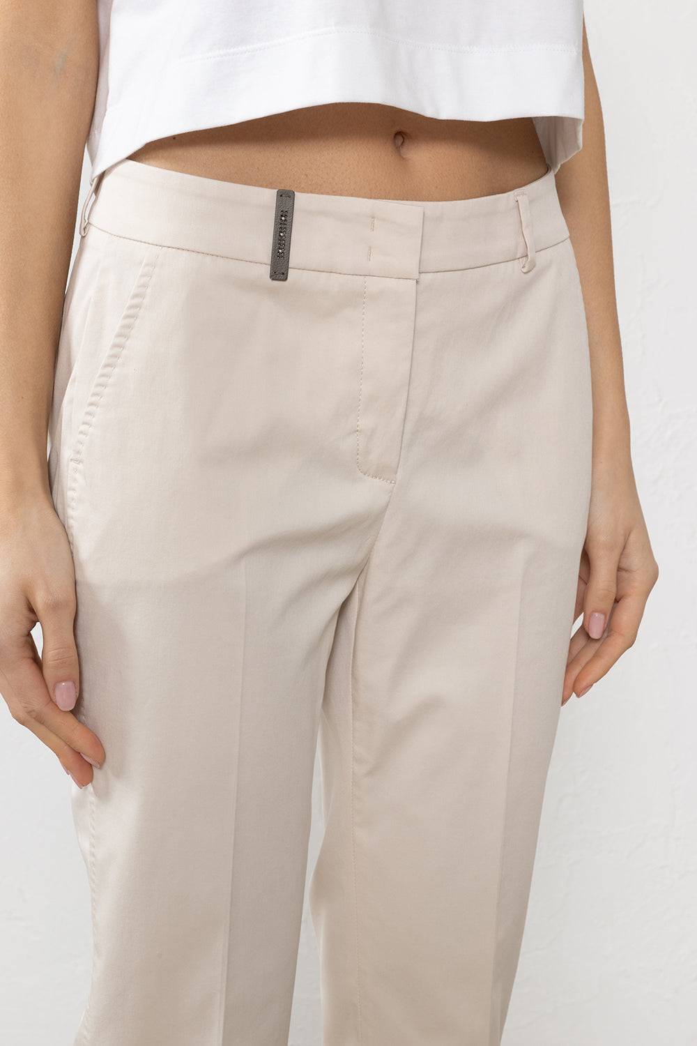 Peserico Pantalone A Sigaretta In Gabardina Di Cotone Stretch