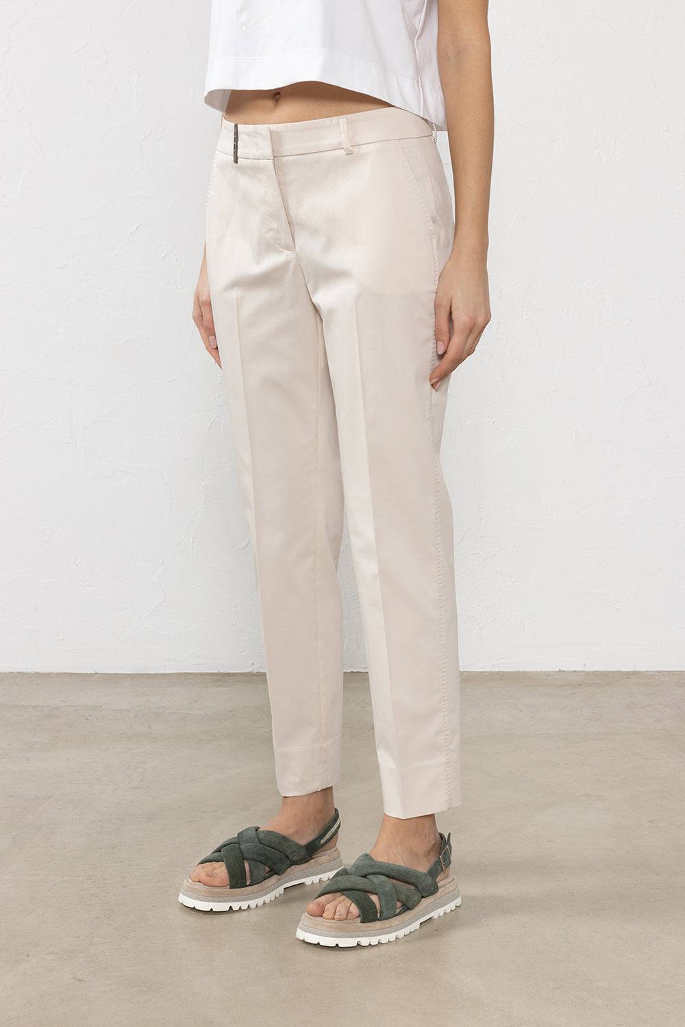 Peserico Pantalone a sigaretta in gabardina di cotone stretch