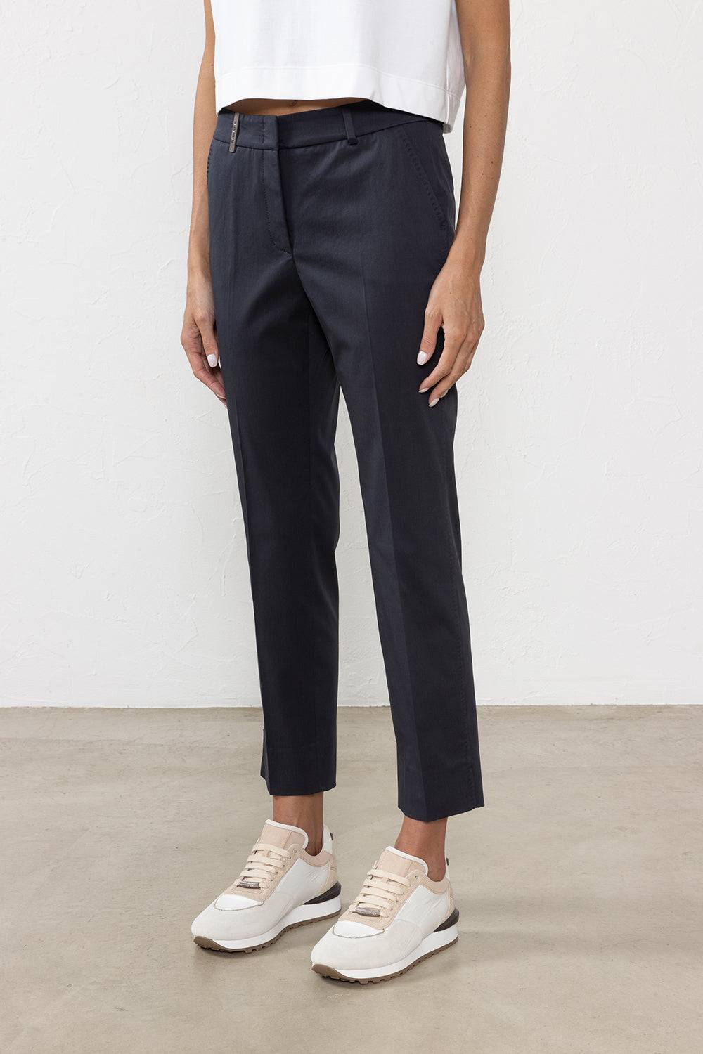 Peserico Pantalone a sigaretta in gabardina di cotone stretch