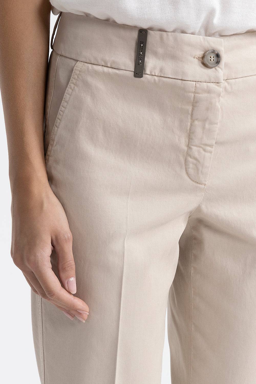 Peserico Pantalone A Sigaretta In Gabardina Mano Pesca