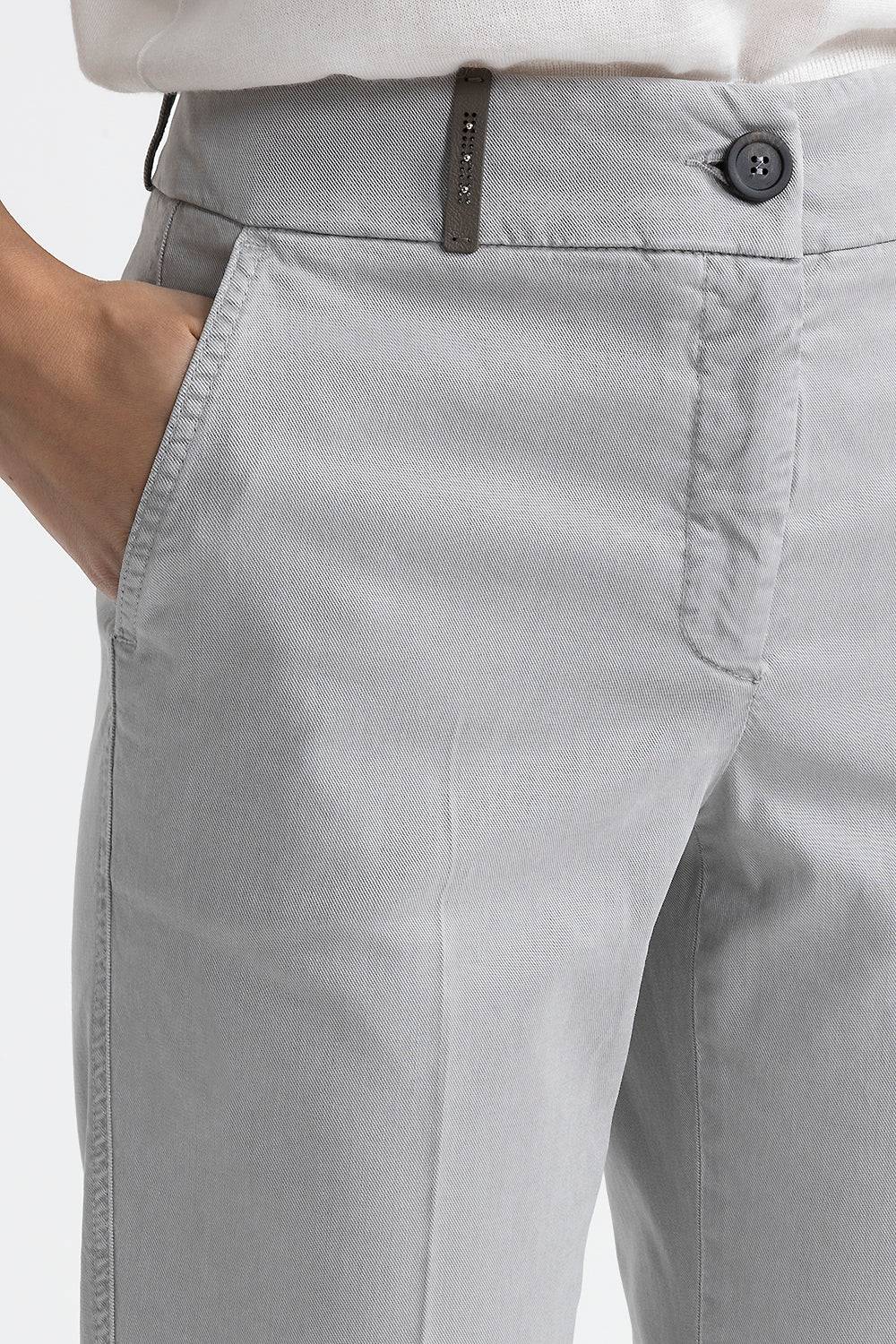 Peserico Pantalone A Sigaretta In Gabardina Mano Pesca