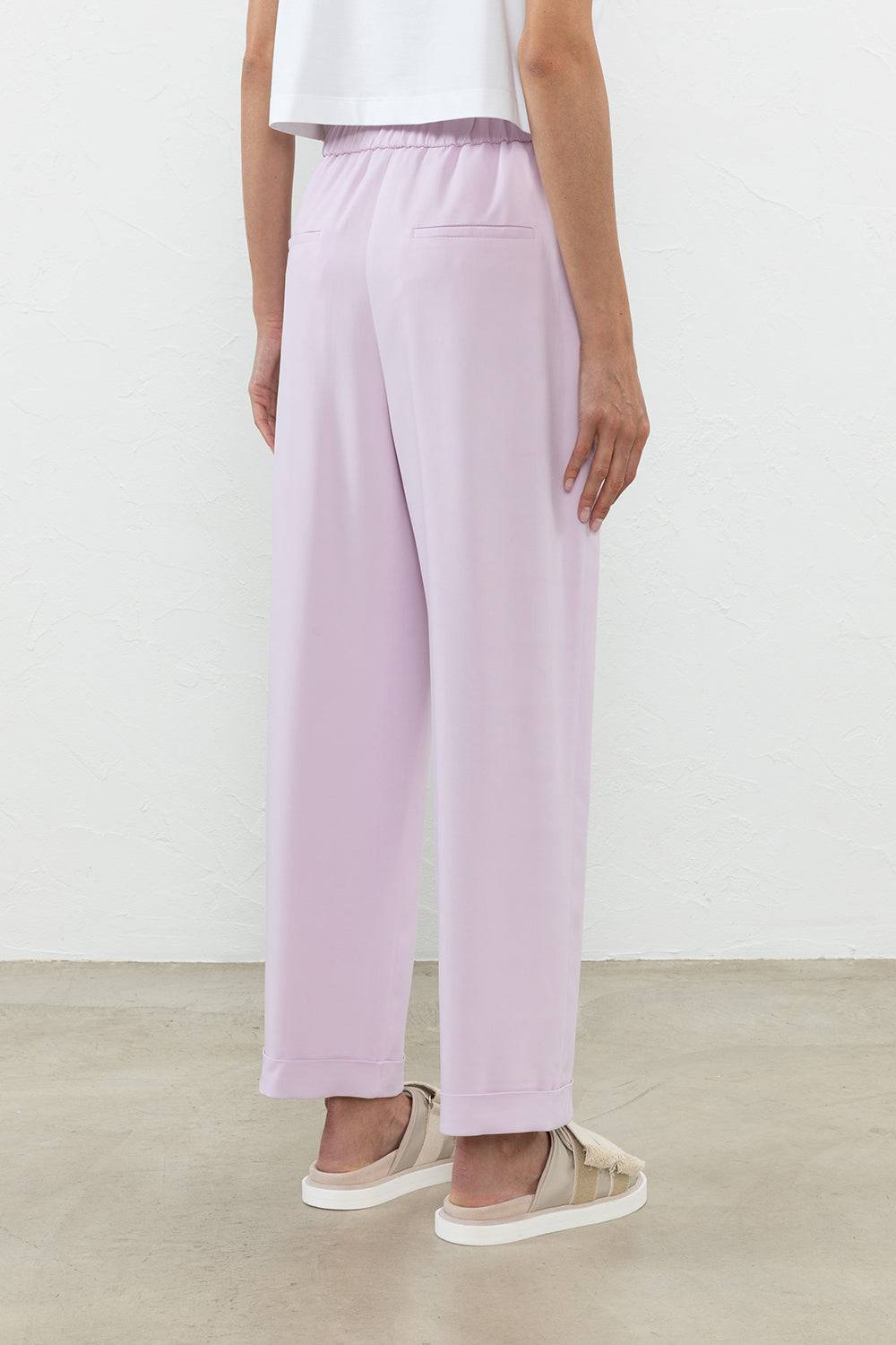 Peserico Pantalone Alla Caviglia In Cady Crepe Di Viscosa Stretch