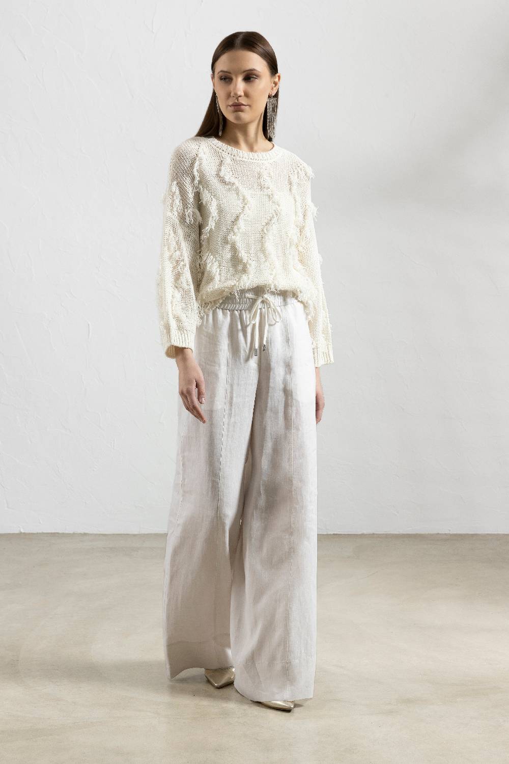 Peserico Pantalone Ampio In Leggera Tela Di Puro Lino