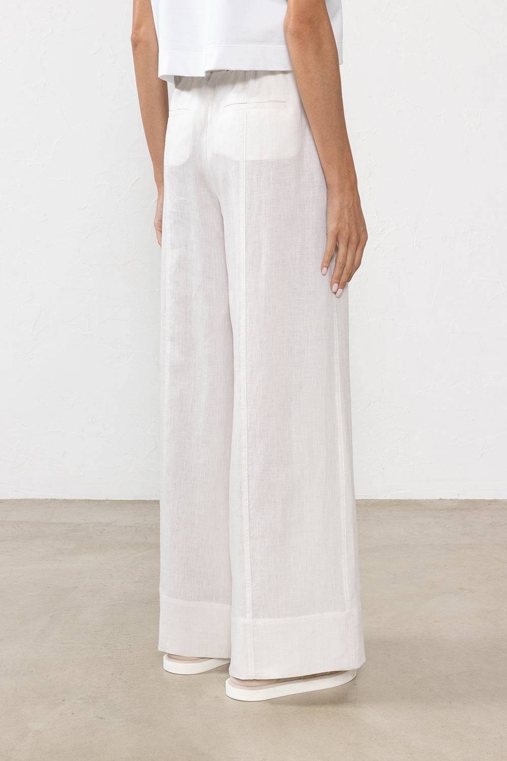 Peserico Pantalone Ampio In Leggera Tela Di Puro Lino