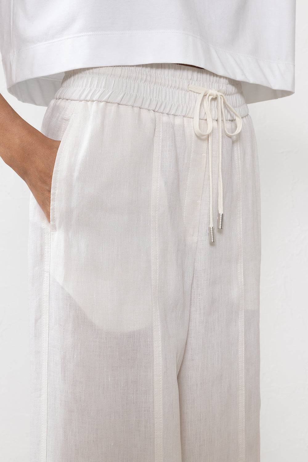 Peserico Pantalone Ampio In Leggera Tela Di Puro Lino