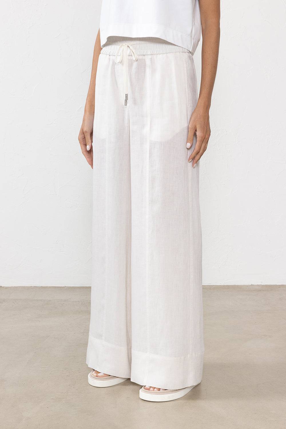 Peserico Pantalone ampio in leggera tela di puro lino