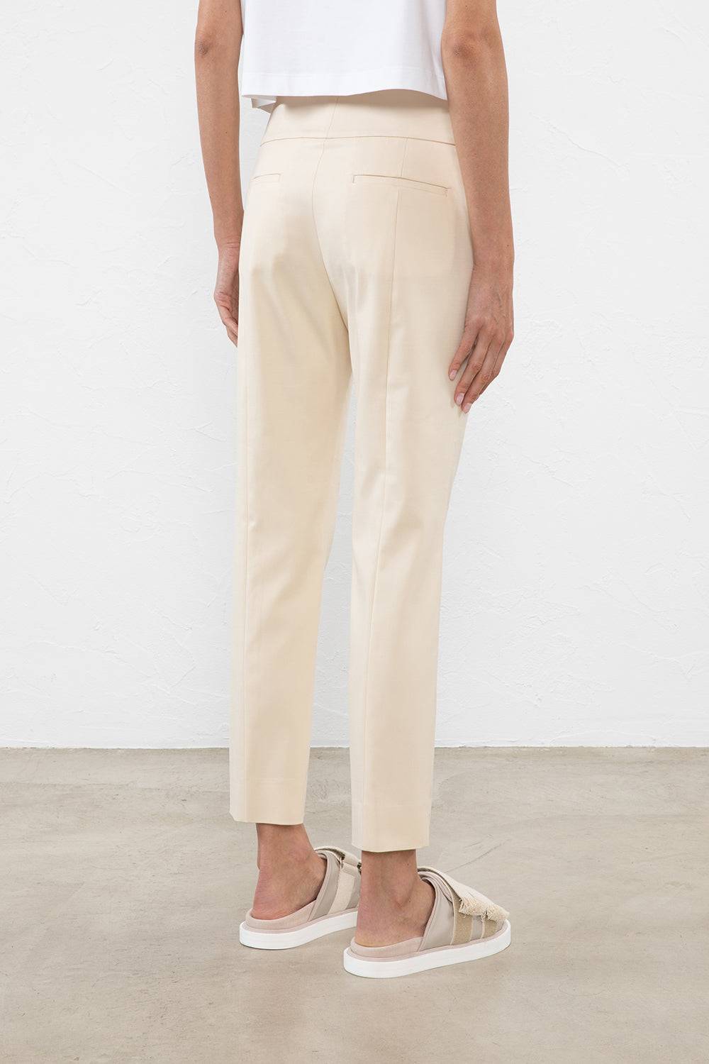 Peserico Pantalone Asciutto In Tela Compatta Comfort Di Cotone E Viscosa