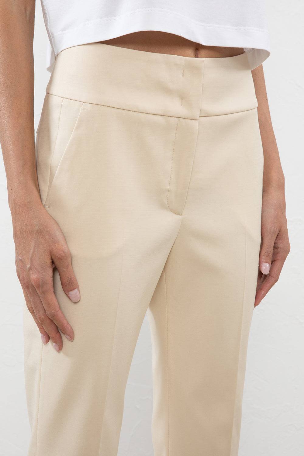 Peserico Pantalone Asciutto In Tela Compatta Comfort Di Cotone E Viscosa