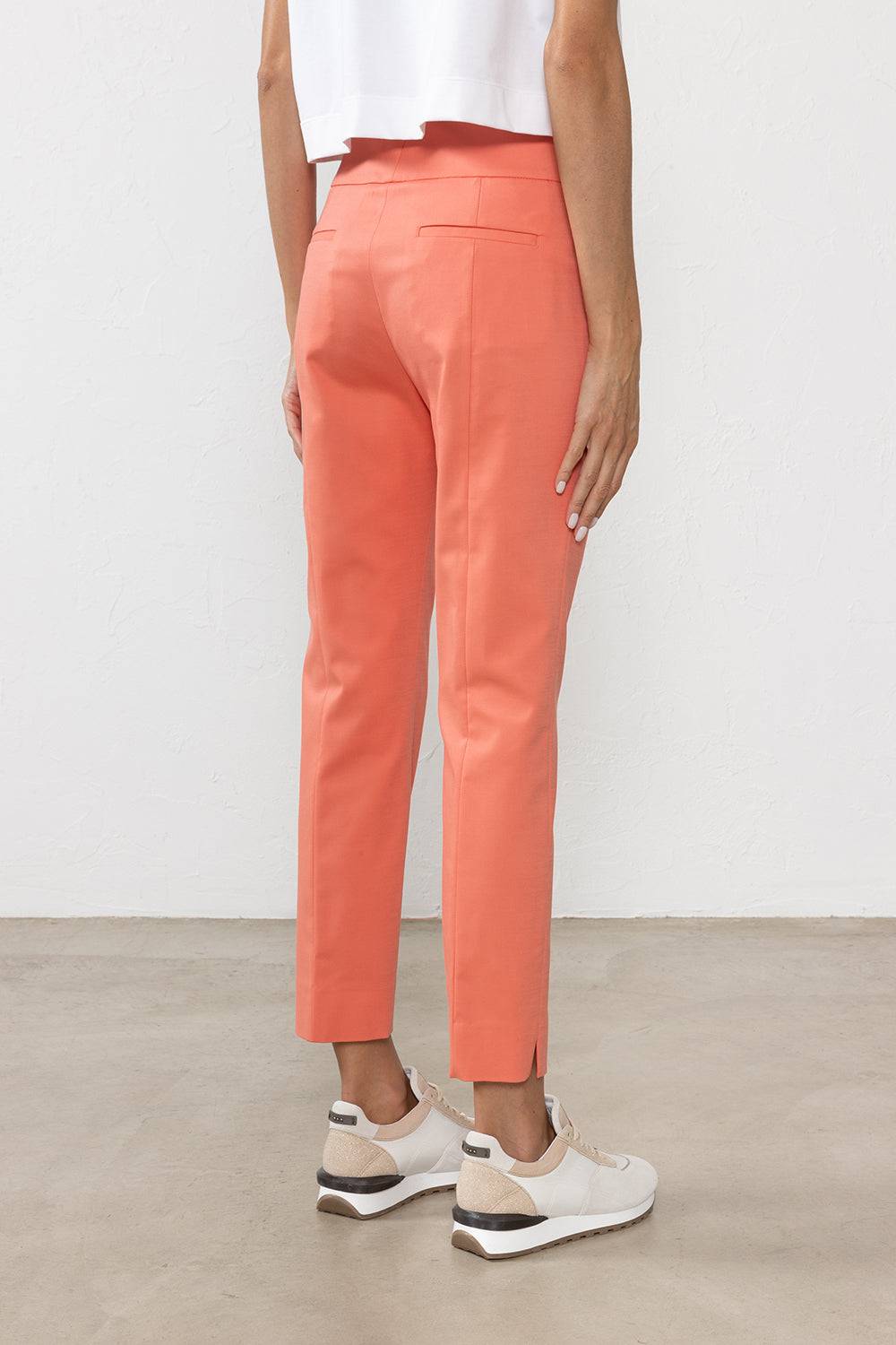 Peserico Pantalone Asciutto In Tela Compatta Comfort Di Cotone E Viscosa