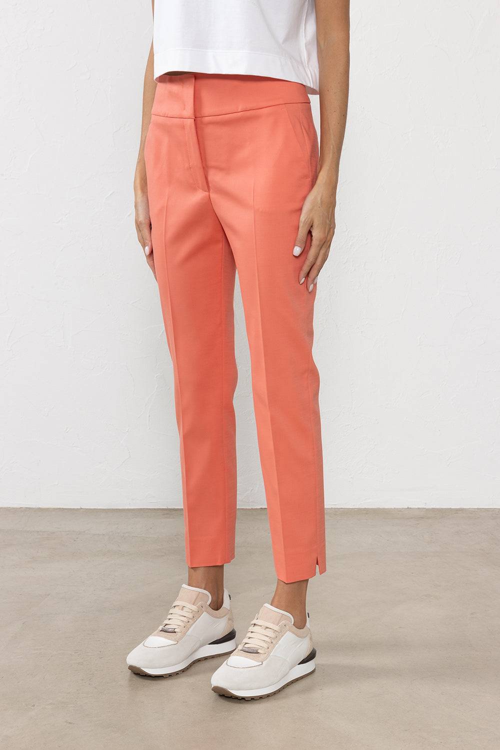 Peserico Pantalone asciutto in tela compatta comfort di cotone e viscosa