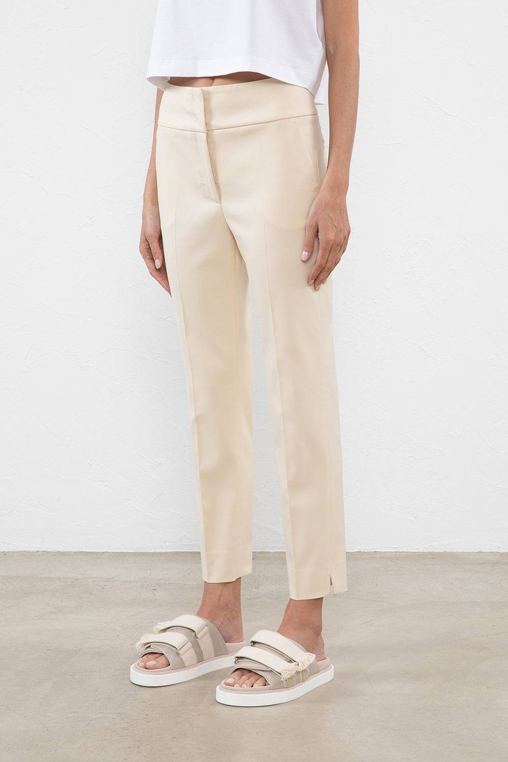 Peserico Pantalone asciutto in tela compatta comfort di cotone e viscosa