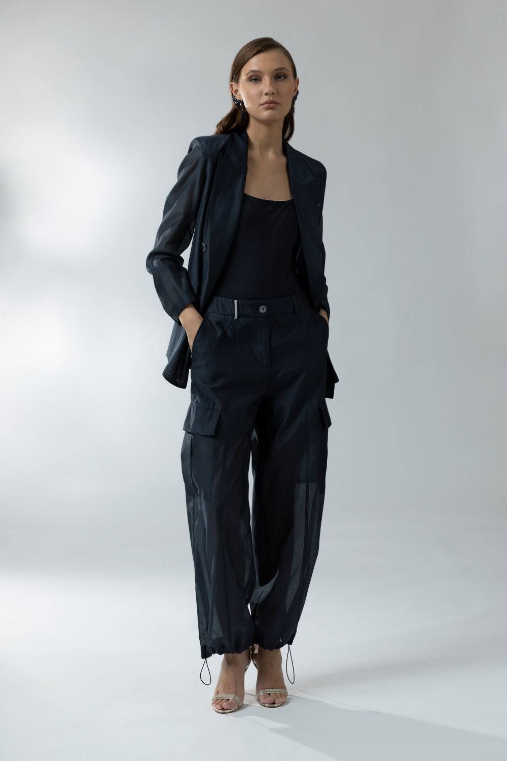 Peserico Pantalone Cargo In Organza Di Cotone Misto Seta