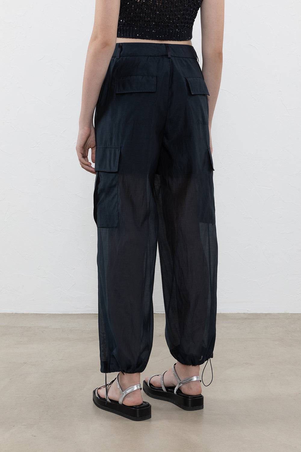 Peserico Pantalone Cargo In Organza Di Cotone Misto Seta