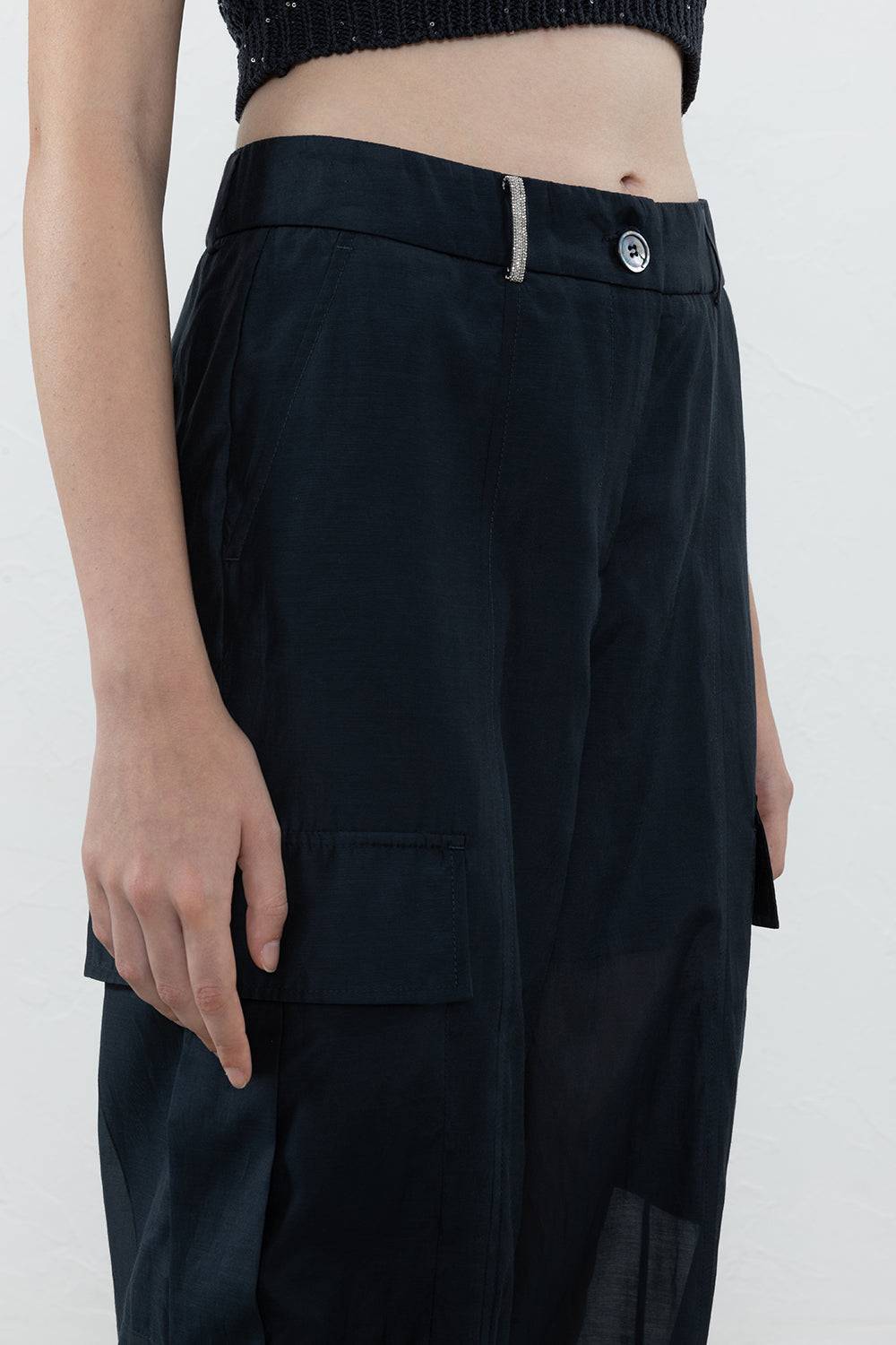 Peserico Pantalone Cargo In Organza Di Cotone Misto Seta