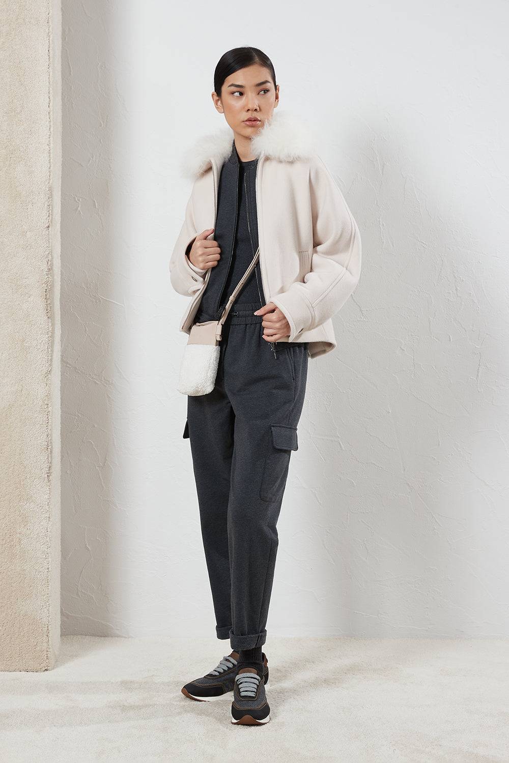 Peserico Pantalone Cargo Jogger In Felpina Di Cotone