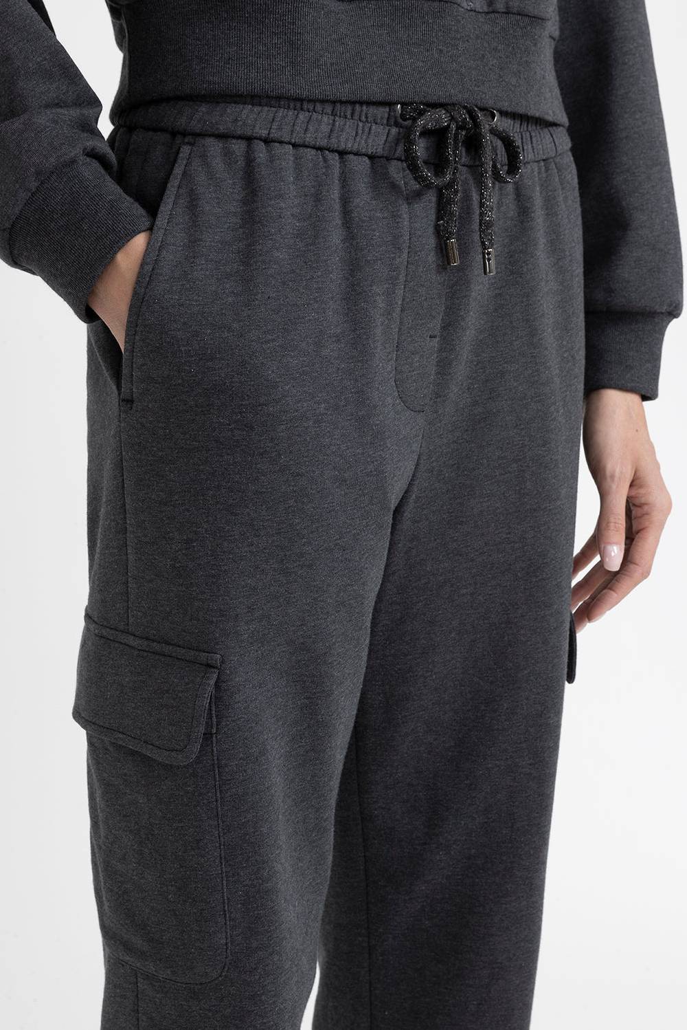 Peserico Pantalone Cargo Jogger In Felpina Di Cotone