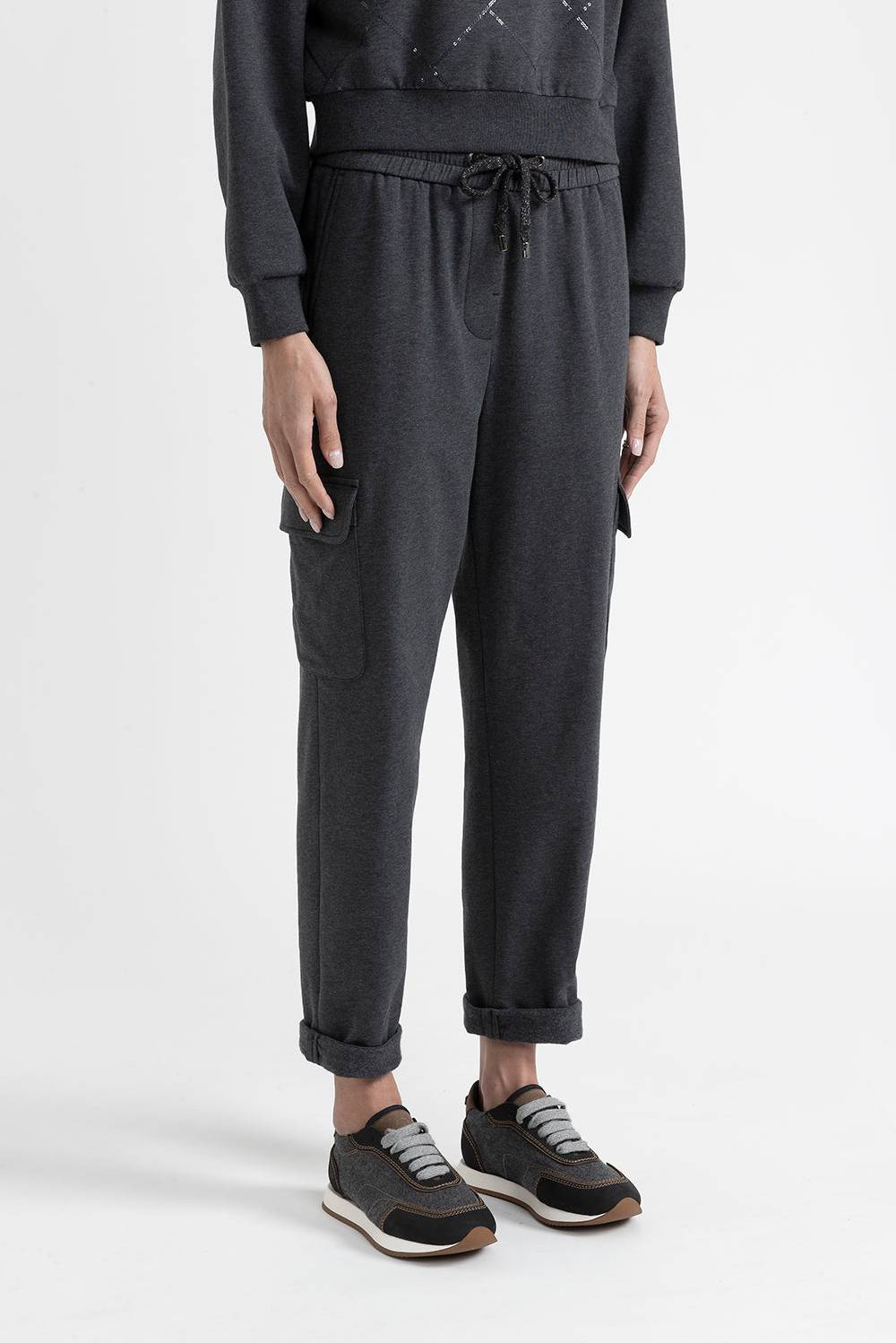 Peserico Pantalone cargo jogger in felpina di cotone