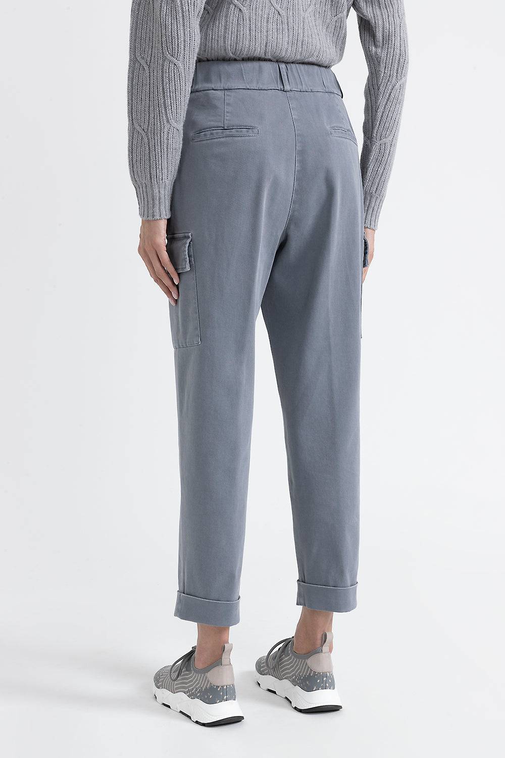 Peserico Pantalone Carrot Cargo In Gabardina Di Cotone