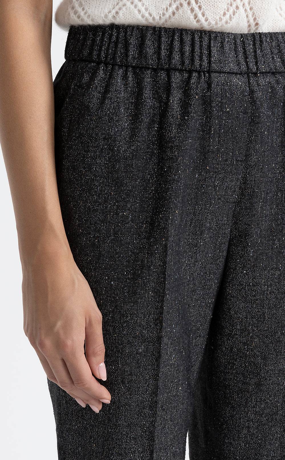 Peserico Pantalone Carrot Con Elastico In Tweed Lurex