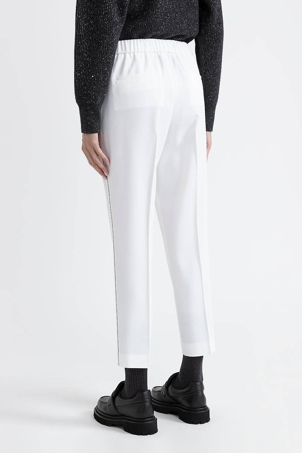 Peserico Pantalone Carrot Con Elastico In Viscosa E Lana