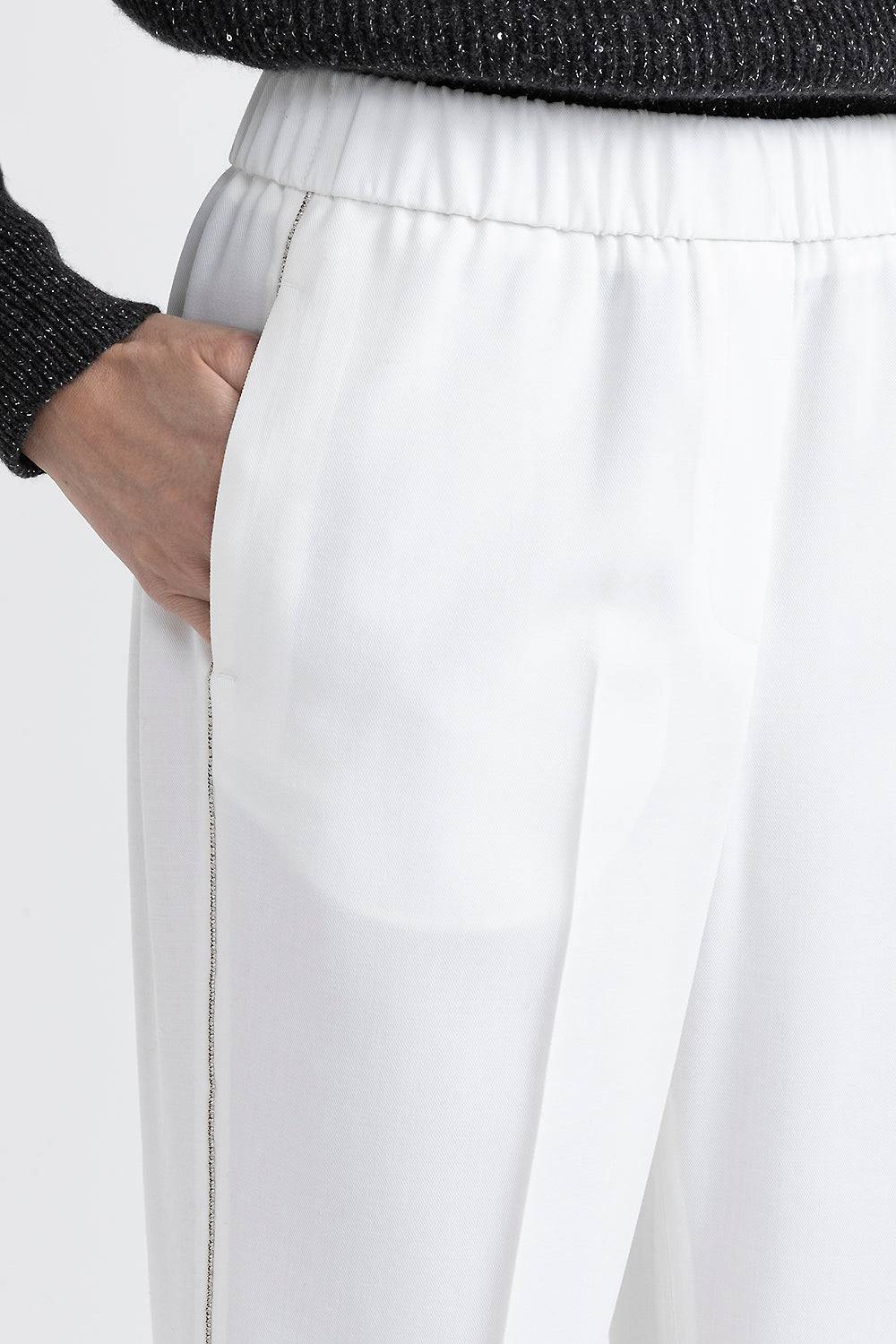 Peserico Pantalone Carrot Con Elastico In Viscosa E Lana